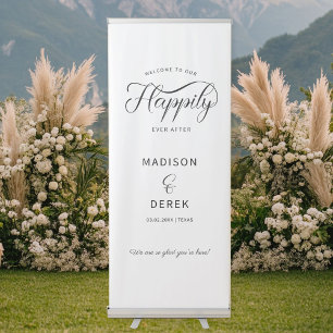 Welcome to our happily ever after retractable banner