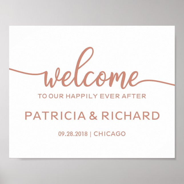 Welcome to our Happily Ever After Rose Gold Poster (Front)