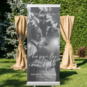 Welcome To Our Happily Ever After Wedding Photo Retractable Banner