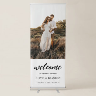 Welcome To Our Happily Ever After Wedding Photo Retractable Banner