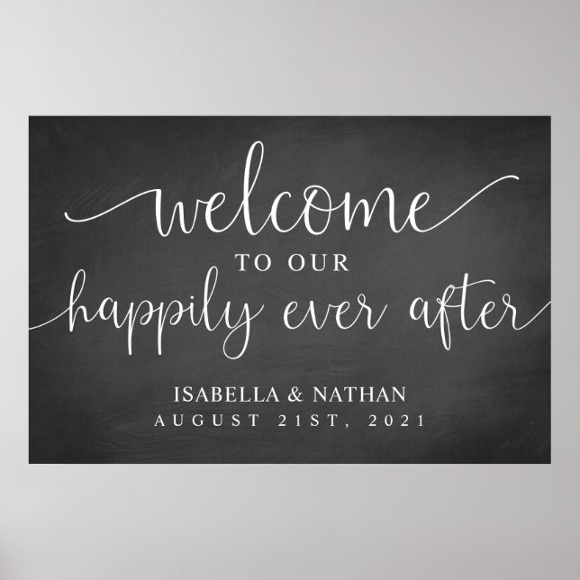 Welcome To Our Happily Ever After Wedding Poster (Front)