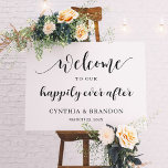 Welcome to Our Happily Ever After Wedding Sign<br><div class="desc">Add a touch of sophistication to your wedding reception with this "Welcome to Our Happily Ever After Wedding Sign" canvas print. The modern minimalist design and script lettering give this canvas print a bold, sophisticated look that will elevate any space. Display it on a wall or place it on an...</div>