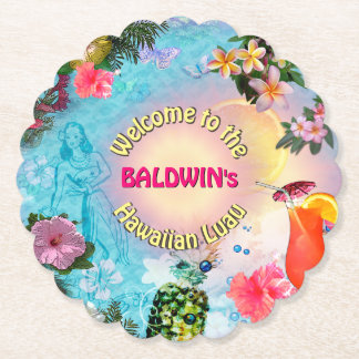 Welcome to our Hawaiian Luau (customisable) Paper Coaster