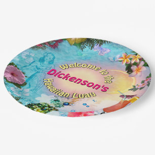 Welcome to our Hawaiian Luau (customisable) Paper Plate
