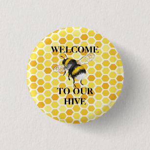 welcome to our hive 3 cm round badge