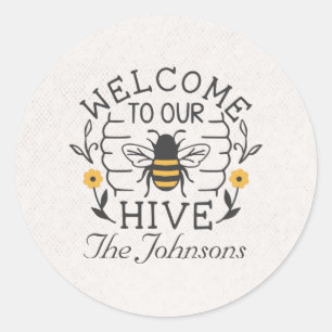 Welcome to Our Hive Honey Bee Spring Housewarming Classic Round Sticker