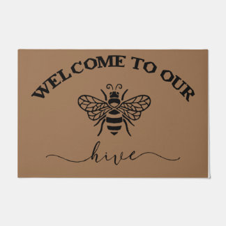Welcome To Our Hive Mat, Simple Bee  Doormat