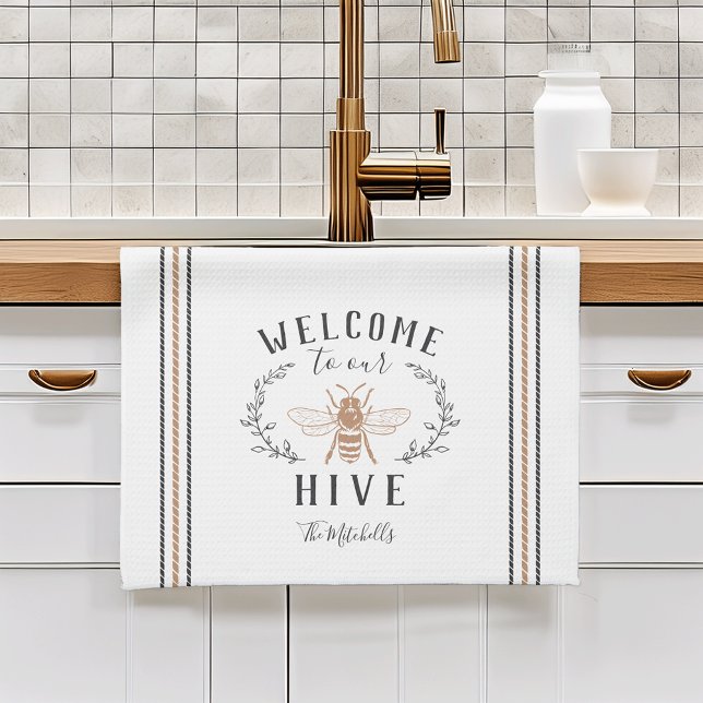 Welcome to Our Hive Personalised Tea Towel (Creator Uploaded)