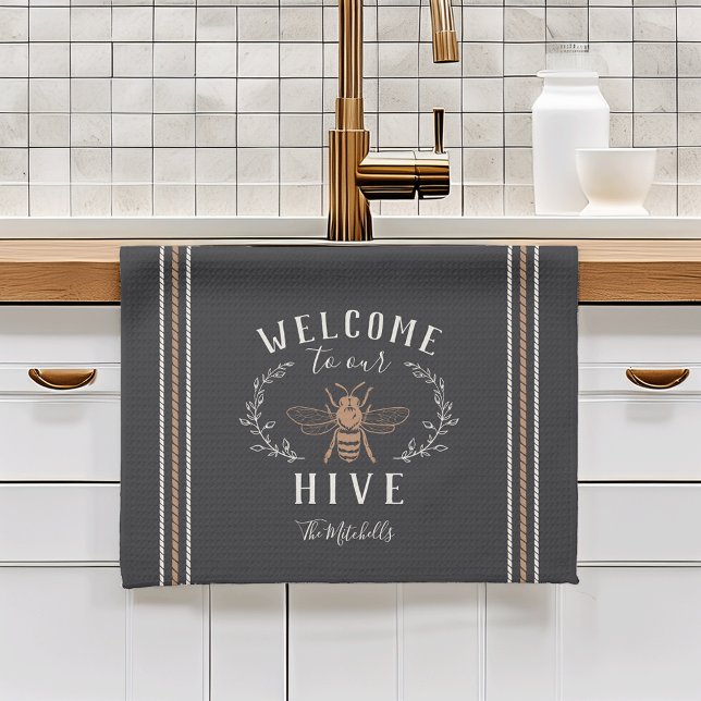 Welcome to Our Hive Personalised Tea Towel (Creator Uploaded)