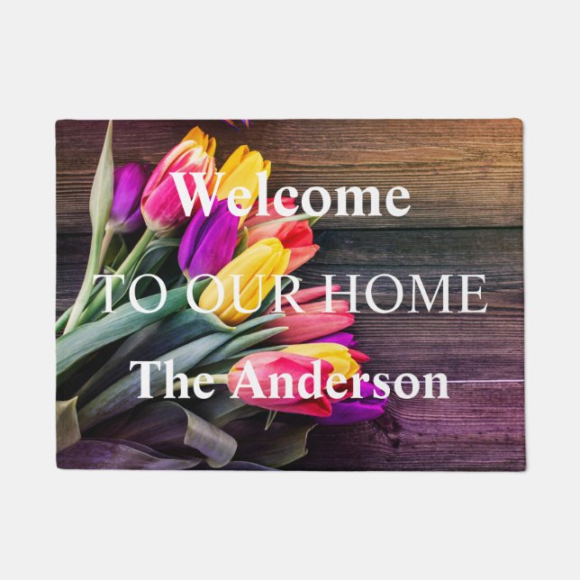 Welcome to Our Home Custom Family Name Door Doorma Doormat (Front)