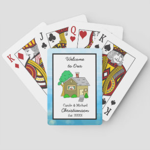 Welcome to our Home Cute Lil House Blue Playing Cards