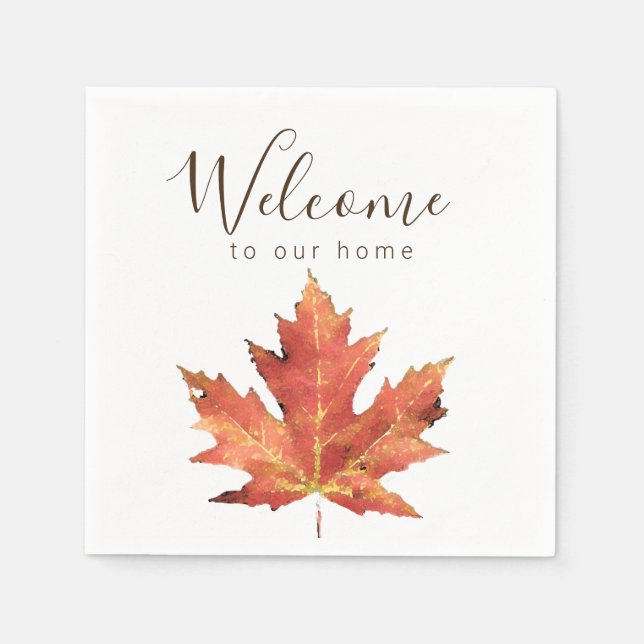 Welcome to Our Home Fall Leaf Napkin (Front)