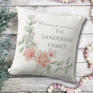Welcome To Our Home Family Name Summer Porch Decor Cushion