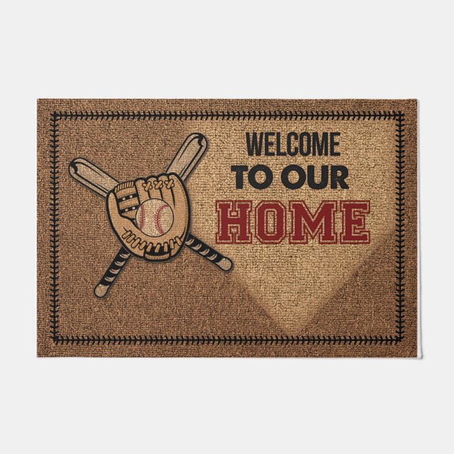 Welcome To Our Home Mat, Baseball  Doormat (Front)