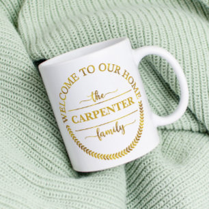Welcome to our home Personalised Family Gold Coffee Mug