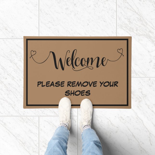 Welcome To Our Home Remove Your Shoes Custom Doormat (Indoor)