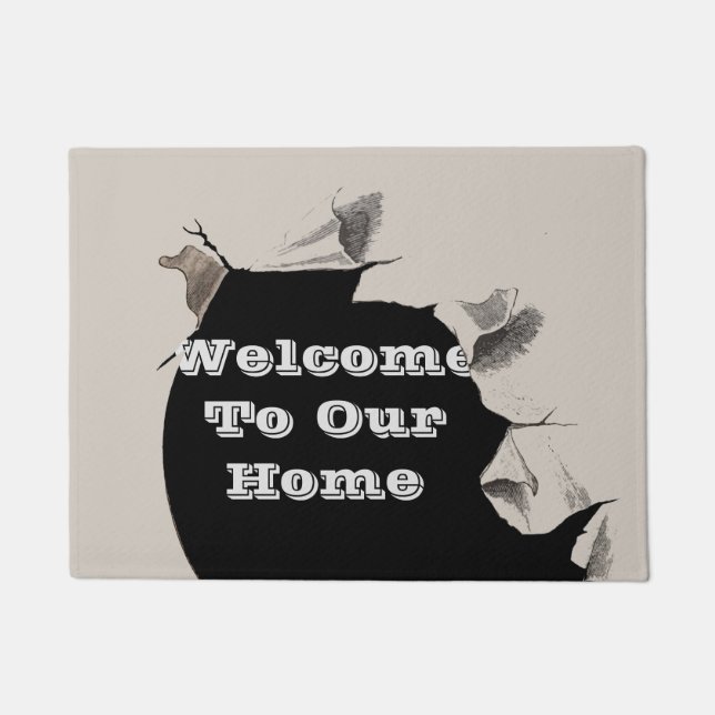Welcome to Our Home Torn Paper Artistic Doormat (Front)