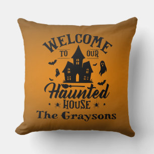 Welcome To Our House Halloween Spooky Decor Cushion