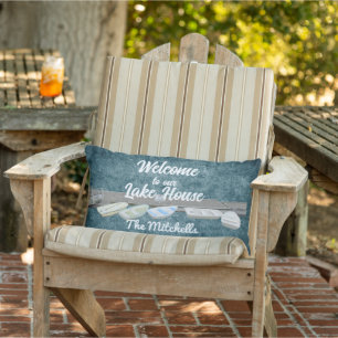 Welcome To Our Lake House House Lumbar Cushion