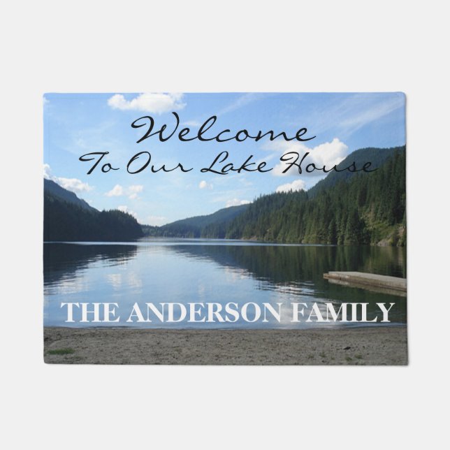 Welcome To Our Lake House Personalised Door Mat (Front)