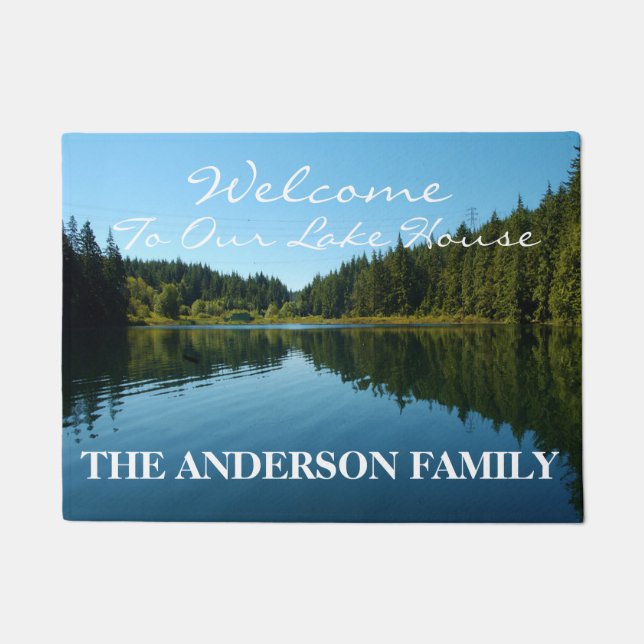 Welcome To Our Lake House Personalised Door Mat (Front)