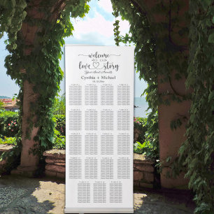 Welcome to our Love Story 19 Table Wedding Seating Retractable Banner