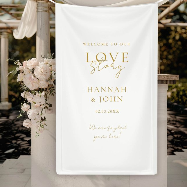 Welcome to our Love-Story! Elegant, modern,  Banner (Welcome to our Love-Story! Elegant, Modern, Handwriting, Wedding Banner with your Name & Date.)