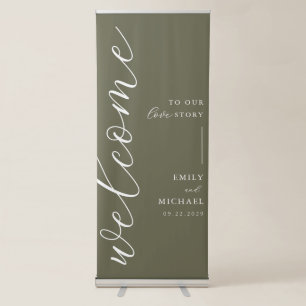 Welcome To Our Love Story Elegant Modern Wedding Retractable Banner