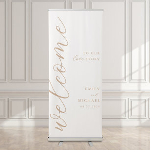 Welcome To Our Love Story Elegant Modern Wedding Retractable Banner