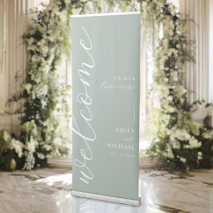 Welcome To Our Love Story Elegant Modern Wedding Retractable Banner
