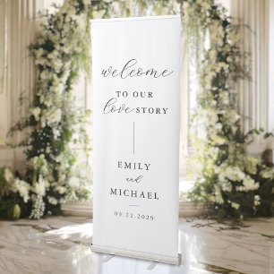 Welcome To Our Love Story Elegant Modern Wedding Retractable Banner