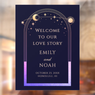 Welcome To Our Love Story Navy Blue Celestial Window Cling