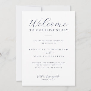 Welcome to Our Love Story Script Details Wedding Invitation