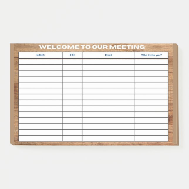 WELCOME TO OUR MEETING POST-IT NOTES (Front)