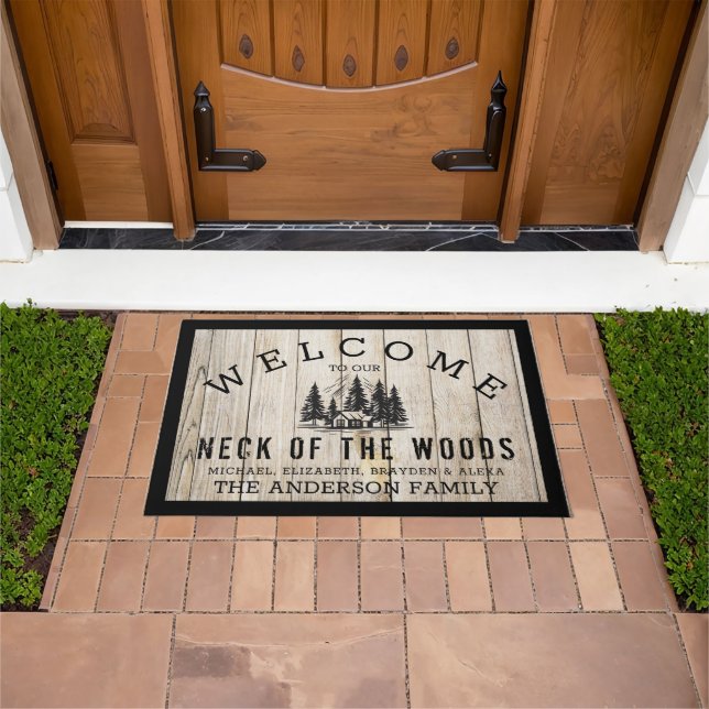 Welcome to our Neck of the Woods Cabin Family  Doormat (Outdoor)