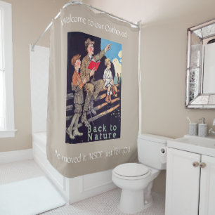 WELCOME TO OUR OUTHOUSE 3 SHOWER CURTAIN