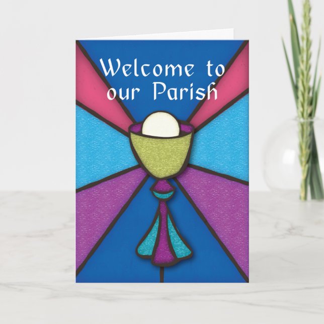 Welcome to Our Parish Blessings Stained Glass Card (Front)