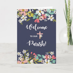 Welcome to Our Parish Flowers on Navy Card