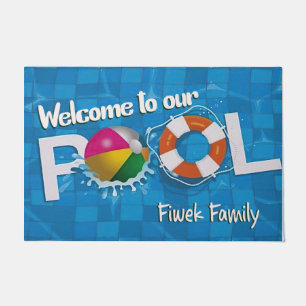 Welcome To Our Pool, Custom Pool Mat, Summertime Doormat