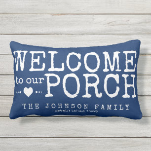 Welcome to our Porch Custom Family   Blue & White Lumbar Cushion
