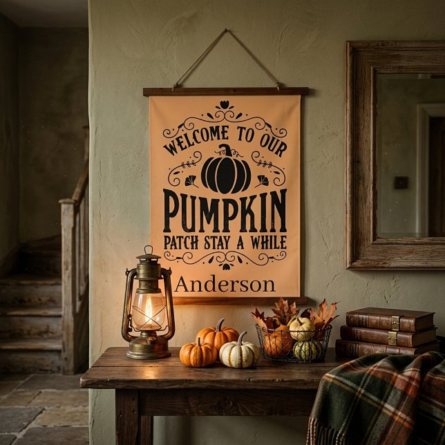 Welcome to our pumpkin patch personalised hanging tapestry (Creator Uploaded)