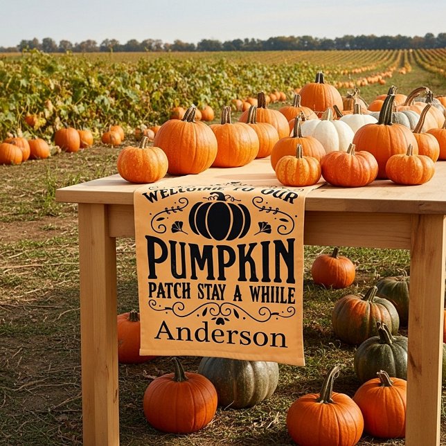 Welcome to our pumpkin patch personalised long table runner (Creator Uploaded)