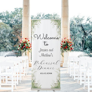Welcome to our Rehearsal Dinner Dusty Sage Green Retractable Banner