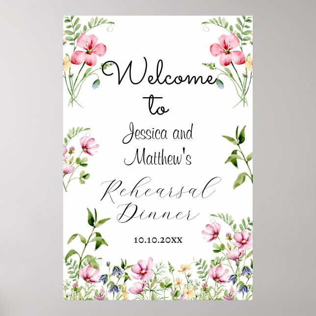 Welcome to our Rehearsal Dinner Wildflowers Poster (Front)