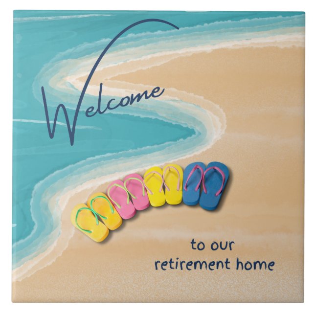 Welcome to our Retirement Home Beach Themed Tile (Front)