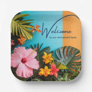 Welcome to our Retirement Home Tropical Themed Paper Plate