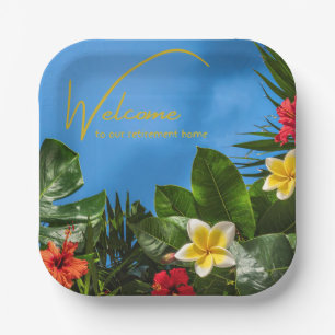 Welcome to our Retirement Home Tropical Themed  Paper Plate