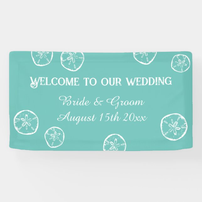 Welcome to our sand dollar beach wedding banner (Horizontal)
