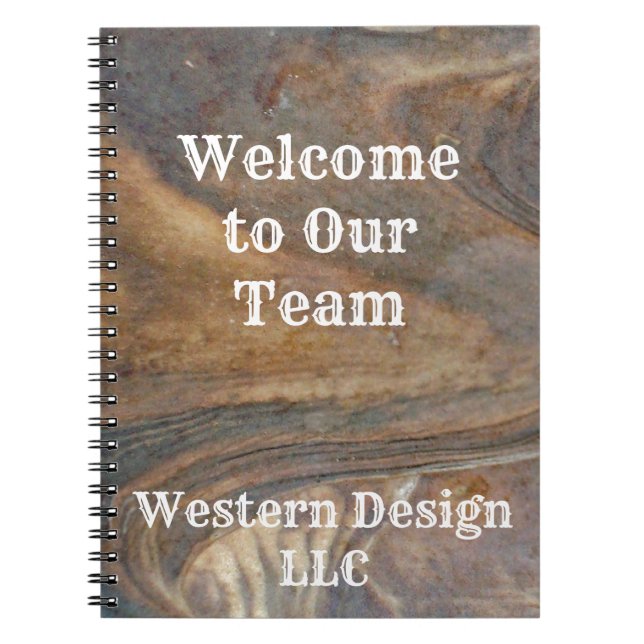 Welcome to Our Team Brown Woodgrain Professional Notebook (Front)