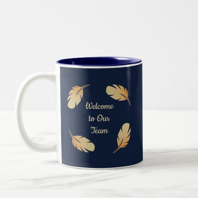Welcome to Our Team Business New Employee Token Two-Tone Coffee Mug (Left)